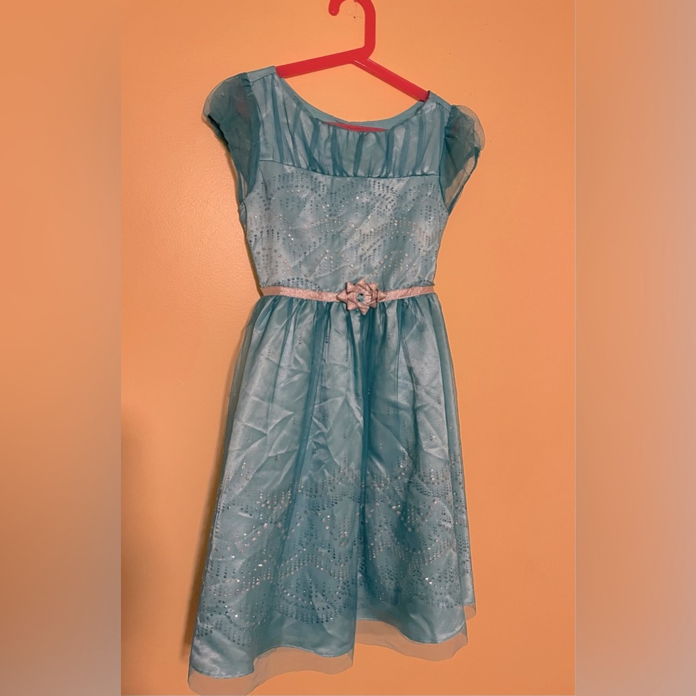 Jona Michelle Girls Dress, Size 10, Turquoise with Sparkles